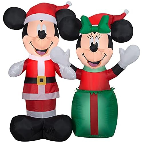 Inflable De Santa Mickey Y Minnie De 4 Pies De Altura N...
