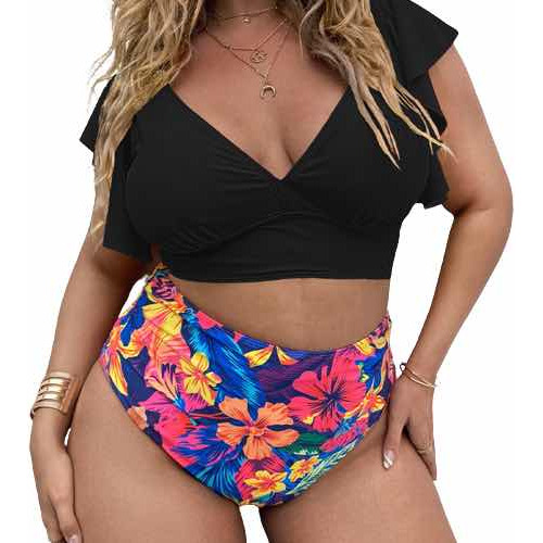 Bikini Plus Size Tiro Alto Traje De Baño Playa Verano Lycra