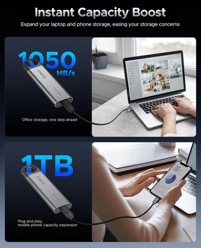 Orico 1tb External Ssd Up To 1050mb/s, Hanging Hole Desig...