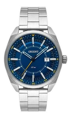 Relógio Orient Masculino Prata / Azul Mbss1346 D1sx