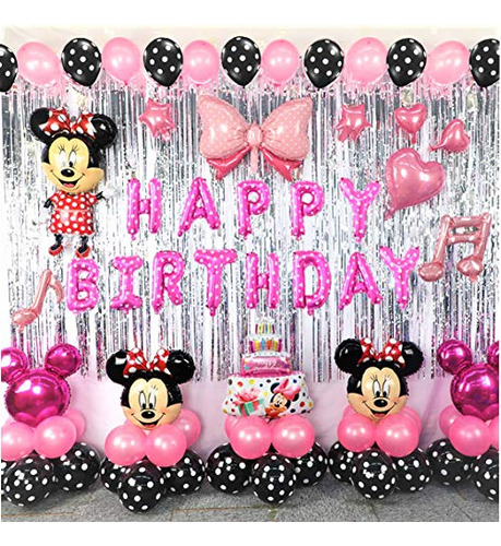 Juego De Globos Con Temática De Minnie Mouse Para Decoración