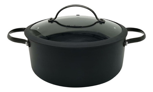 Cacerola Antiadherente Tapa Vidrio Total Black 24 Cm Hudson