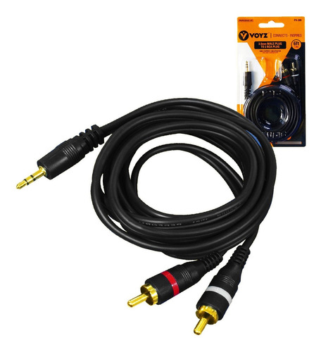 Cable Plug Stereo 3.5mm A 2 Plug Rca 1.8m Ps-209 Voyz