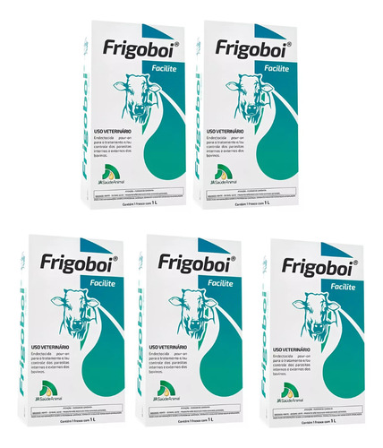 Kit 5 Uni Frigoboi Pour On 1l Parasitas Interno E Externo