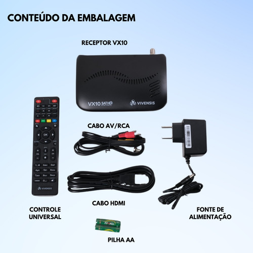 Receptor Vivensis Sathd Vx10 Satelite Preto