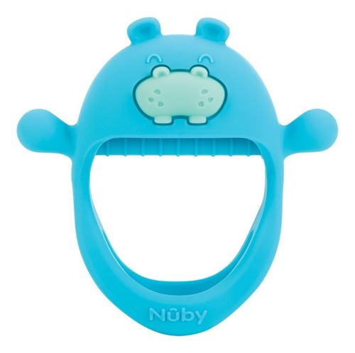 Guante Mordedera De Silicon Nuby Animales Color Azul-hipopotamo