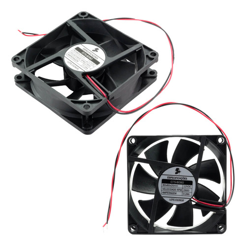 Microventilador Cooler Ventoinha 80x80x25 12 Volts