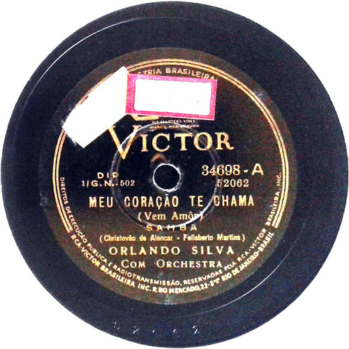 78 Rpm Orlando Silva, Lamartine Babo 1940 Selo Victor 34698