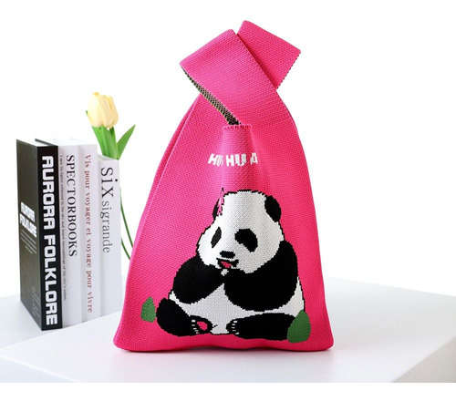 Bolso Tejido A Mano Con Nudo De Panda, Bolso De Muñeca Tejid