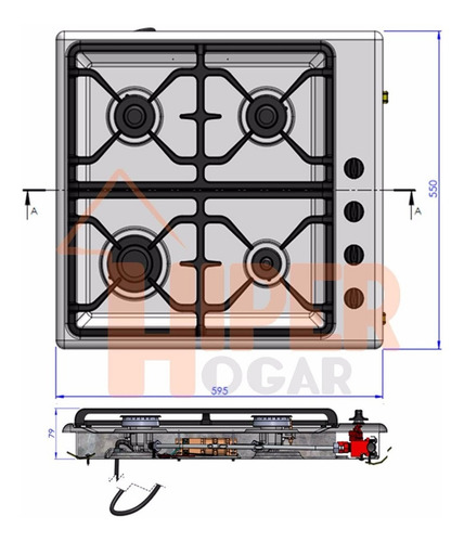 Anafe a gas Florencia 6747N negro 220V