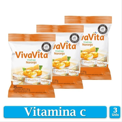 Pastillas Dulces Vitamina C Vivavita Vitadrops X 3 Uds