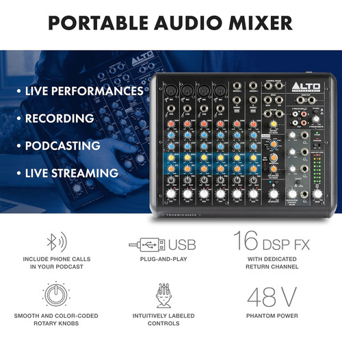 Mezclador De Audio Alto Truemix 800fx Con 4 Entradas De Micr