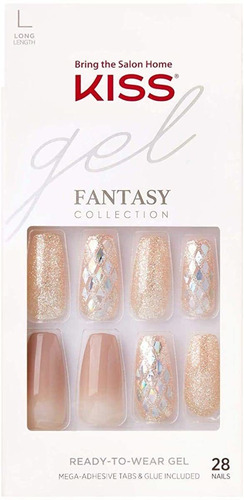 Kiss Gel Fantasy - Juego De Uñas De Gel De Larga Duración Co