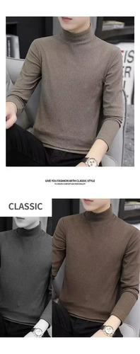 Camiseta Cálida De Manga Larga Con Cuello Alto Y Cuello Alto