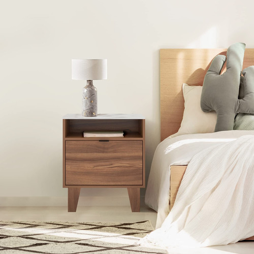 Mobi Buro De Madera Modelo Kabul Color Nogal Largo 50 Cm 1 Cajon Recamara