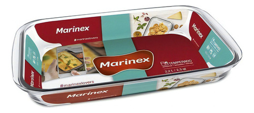 Assadeira retangular média de 2,2 litros cor de vidro Marinex