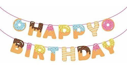 Banderines - Donut Happy Birthday Banner,donut Party Supplie