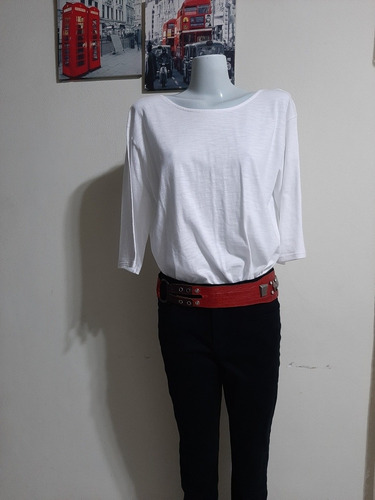 Remera Algodón Try Me Espalda Escotada Con Lazo Poco Uso