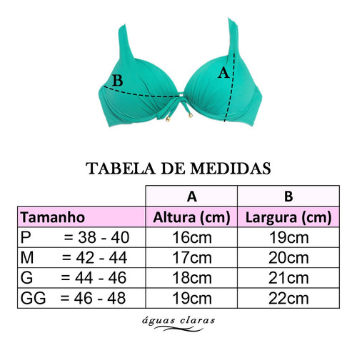 Imagem 5 de 5 de Biquini Top Avulso Sutiã Meia Taça Com Bojo Alça Larga E Aro