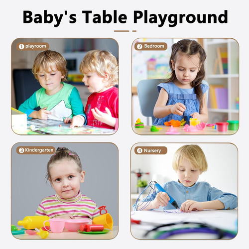 Happymaty Juego De Mesa De Manualidades Y 6 Sillas Para Niño