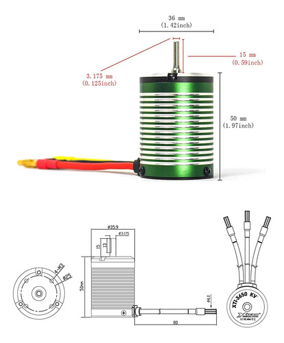 Xteam 3650 5400kv Motor Sin Escobillas 1300w 115a 11v Diseño