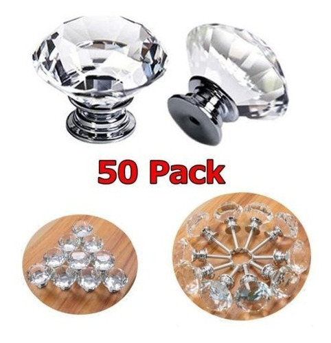 50 X Cristal Gabinete Perilla Diamante Forma Cajón Armario A