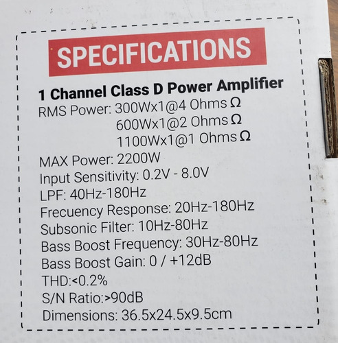 Imagen 7 de 9 de Amplificador Rockseries Rks-p1100.1 Clase D Blakhelmet E