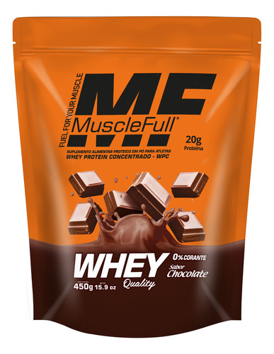 Suplemento Em Pó Whey Protein Quality 450g Muscle Full Sabor Chocolate