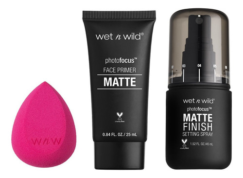 Set Esencial De Maquillaje Primer, Spray, Esponja Wet N Wild