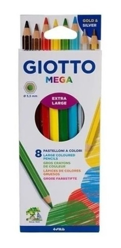 Lapices Escolares Pinturita Giotto Mega Grueso X8 Colores 