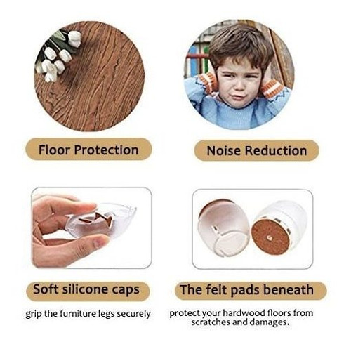 32 Paquete Silla Tapas De Patas Protector De Piso De Silicon