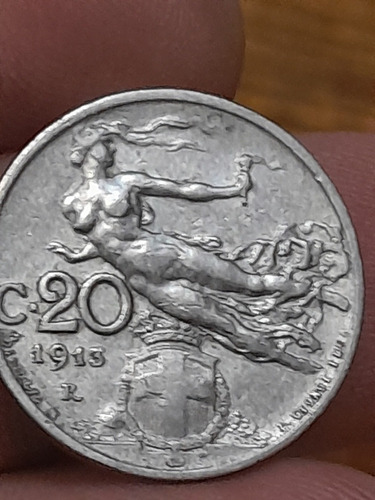 Moneda Reino Italia 20 Centavos Año 1913 !!!!