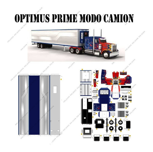 Optimus Prime Transformers Camion + Acoplado Papercraft