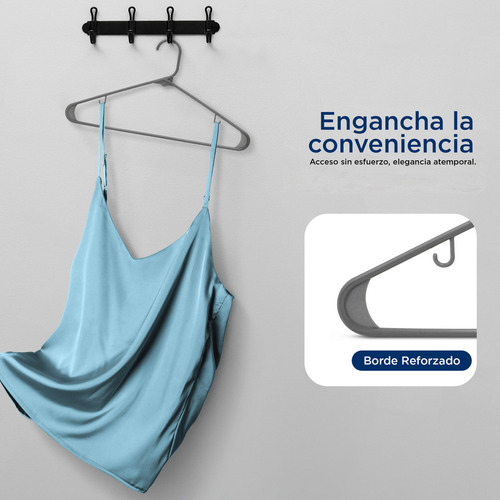 100 Ganchos De Plastico Premium SereneLife SLHPL100 Para Ropa Adulto Color Gris Oscuro