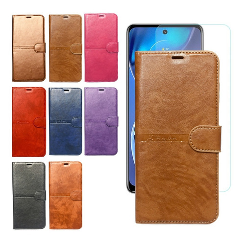 Funda Para Motorola Moto E32 Protector Agenda Tapa + Vidrio