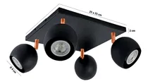 Comprar Lampara Aplique Techo Persa 4 Luces Plafon Cuadrado Bocha Movil Gu10 Negro Cobre Gioluce 2896-4