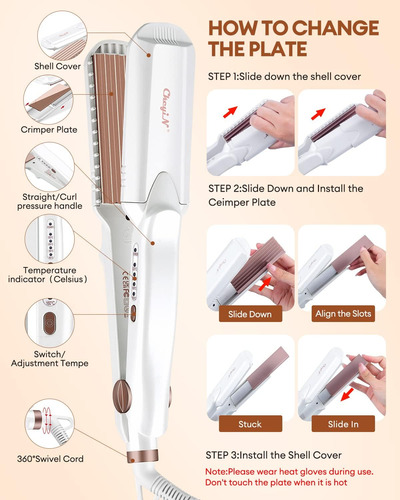 Ckeyin Rizador De Cabello Para Mujeres Con 3 Placas Intercam