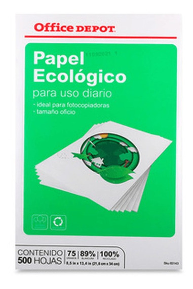 Depot Ecológico Papel Reciclado Oficio Office 500 Hojas