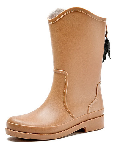 Botas Moda De Lluvia De Mujer Impermeable Con Tacon Bajo