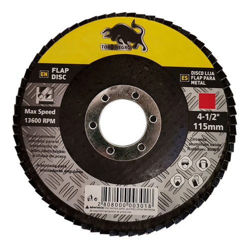 Imagen 2 de 4 de 10 Disco Lija Traslapado Flap Metal P40 115mm 13600rpm