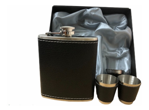 Imagen 3 de 4 de Petaca De Acero E Caja + Vasos + Embudo Whisky Dia Del Padre