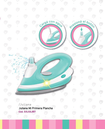 Imagen 3 de 5 de Mi Primera Plancha Juliana Con Luces Y Vibracion Juguete Color Turquesa