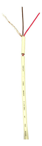 Cabo Manga Blindado Malha De Cobre 2x26 Awg Bege 20 Metros