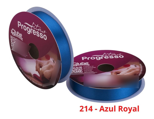 Fita Cetim Nº5 22 Mm Rolo Com 50 Metros Progresso Cor 214 - Azul Royal