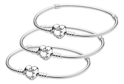 3 Pcs Pulsera Original Plata Incluye Estuche Y Bolsa Xw