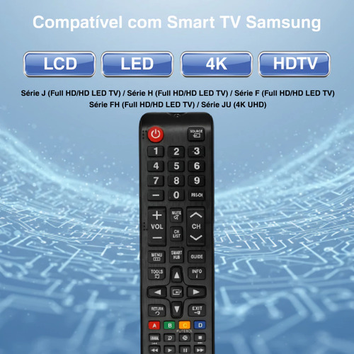 Kit 2 Controle Compatível Para Tv Samsung Smart Led Lcd 4k