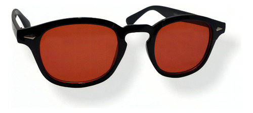 Óculos De Sol Quadrado Transparente  Vintage Tartaruga Preto Cor da lente Vermelho Desenho Redondo