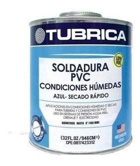 Pega Soldadura Pvc Tubrica 1/4 Condiciones Humedas Tienda