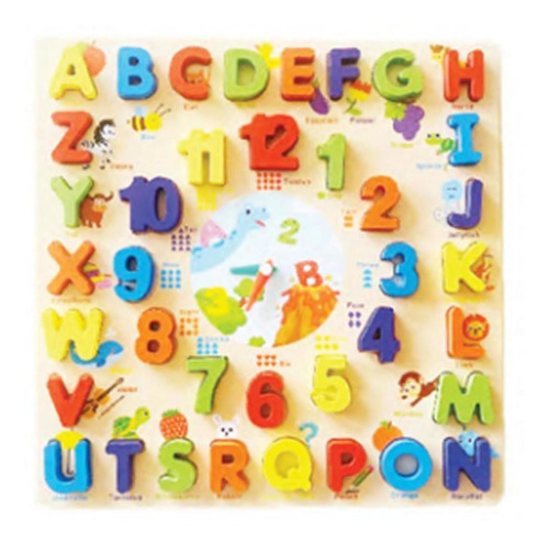 Relógio Educativo Encaixe Alfabeto E Números Mdf Colorido