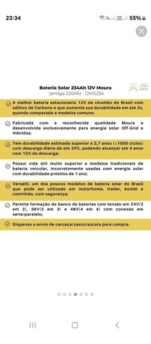 Bateria Solar Moura Ms234 Ah Usada C Garantia De Nota Fiscal (Usado)